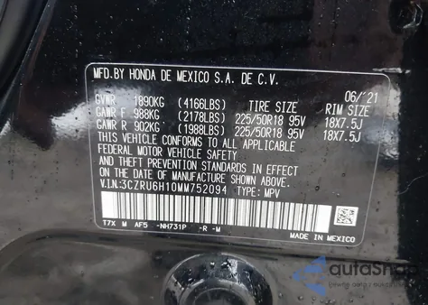 2021 Honda Hr-V Awd Sport z USA, uszkodzony, nr VIN 3CZRU6H10MM752094